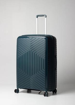 Чемодан франция полипропилен с расширением большой l зеленый| 77х53х32(+5)см | 133 л | 4.5 кг | snowball 20103