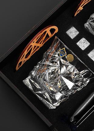 Набір для віскі 4 склянки підставки та оригінальні американські камені в дерев'яній коробці5 фото