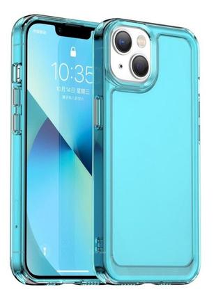 Чохол для смартфона cosmic clear color 2 mm for apple iphone 14 transparent blue