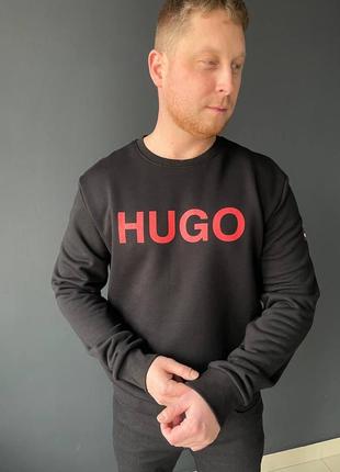 Реглан черного цвета xxl размер hugo модный для мужчины, кофта hugo мужская черная, реглан / свитшот5 фото