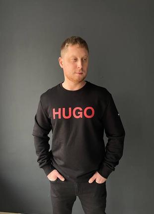 Реглан черного цвета xxl размер hugo модный для мужчины, кофта hugo мужская черная, реглан / свитшот3 фото