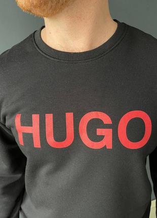 Реглан черного цвета xxl размер hugo модный для мужчины, кофта hugo мужская черная, реглан / свитшот6 фото