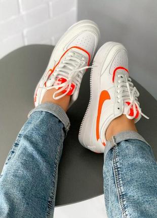 Nike air force shadow шикарные женские кроссовки найк белого цвета кожа (36-40)😍8 фото
