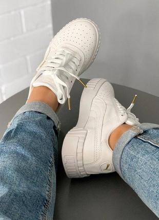 Puma cali white кожаные женские кроссовки пума белого цвета (36-40)😍4 фото