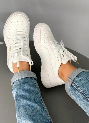 Puma cali white кожаные женские кроссовки пума белого цвета (36-40)😍5 фото