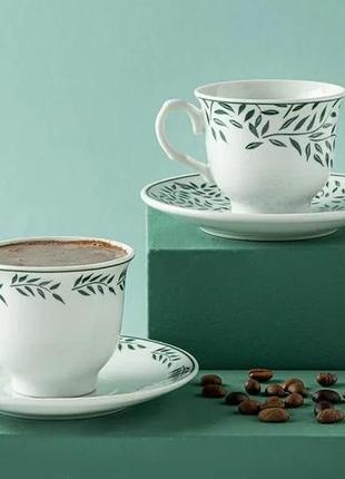 Набір турецьких чашок для кави blatt porselen english home yesi̇l  2+2  (80 мл.)