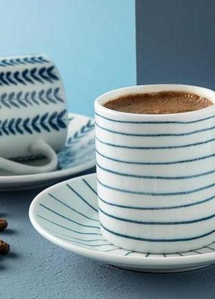 Набір турецьких чашок для кави enda porselen english home lacivert  2+2  (80 мл.)