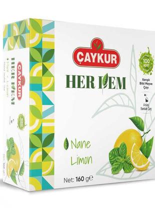 Зелений чай з м'ятою і лимоном-  чайкур herdem в пакетах 100 шт.  (160 г.)