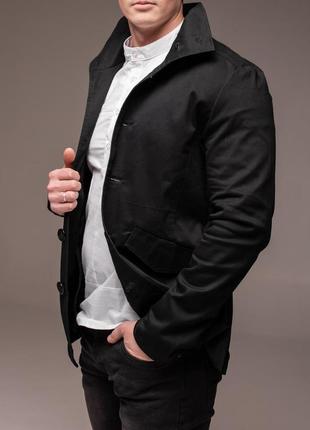 Куртка-пиджак мужская осенняя весенняя jacket черная куртка легкая демисезонная на пуговицах6 фото
