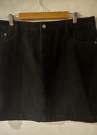 Качественная базовая джинсовая юбка черная батал3 фото