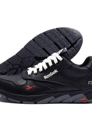 Подростковвые кожаные кроссовки reebok (рибок), спортивные туфли черные, кеды. мужская обувь4 фото