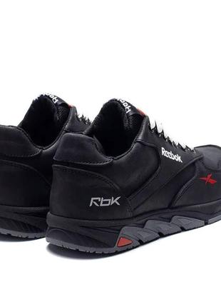 Подростковвые кожаные кроссовки reebok (рибок), спортивные туфли черные, кеды. мужская обувь3 фото