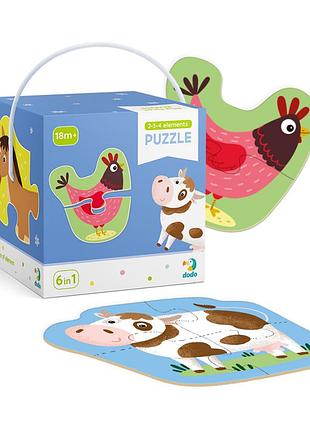 Пазл картонный детский dodo "домашние животные" 9 деталей 300152