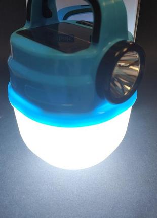 Підвісний ліхтар світильник led з гачком для кемпінгу з акумулятором і сонячною панеллю hb-v70 синій5 фото