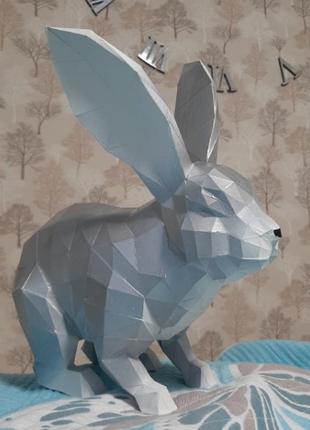 Paperkhan конструктор з картону 3d фігура заєць кролик зайчик паперкрафт papercraft подарунковий набір для творчості іграшка сувен