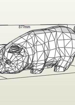 Paperkhan конструктор из картона 3d фигура кабан свинья поросенок паперкрафт papercraft набор игрушка сувенир