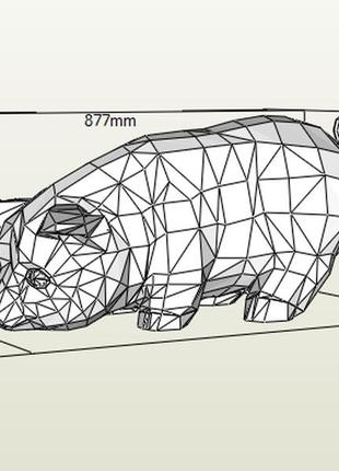 Paperkhan конструктор з картону 3d фігура кабан свиня порося паперкрафт papercraft подарунковий набір для творчості іграшка сувені