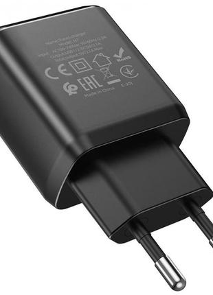 Зарядний пристрій 220 в 2 usb з кабелем usb — micro usb hoco n7 speedy чорний5 фото