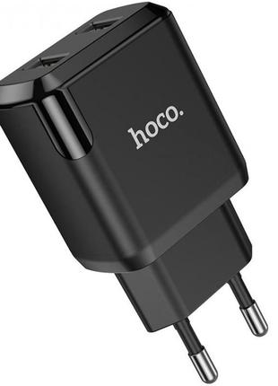 Зарядний пристрій 220 в 2 usb з кабелем usb — micro usb hoco n7 speedy чорний4 фото