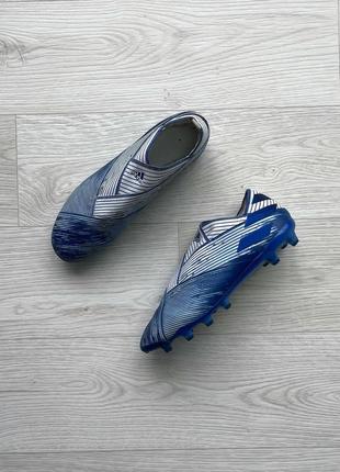 Оригінальні бутси, копочки adidas nemeziz 19.1 artificial grass football boots white royal blue2 фото