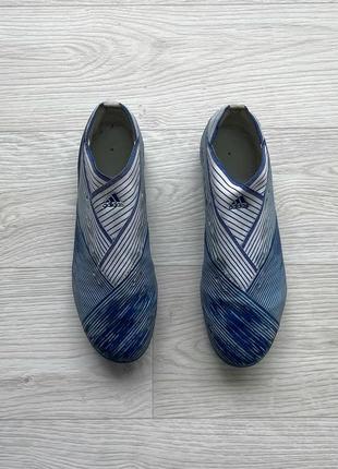 Оригінальні бутси, копочки adidas nemeziz 19.1 artificial grass football boots white royal blue6 фото