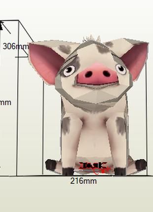 Paperkhan конструктор з картону 3d фігура кабан свиня порося паперкрафт papercraft подарунковий набір для творчості іграшка сувені