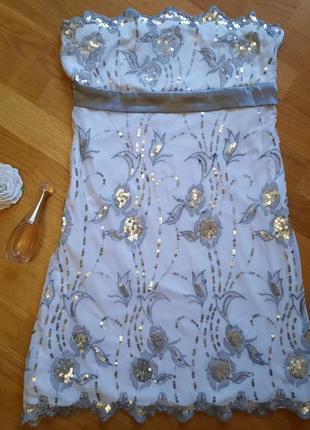 Шикарное платье бюстье паетки bay размер 12 m-l4 фото