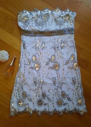 Шикарное платье бюстье паетки bay размер 12 m-l9 фото