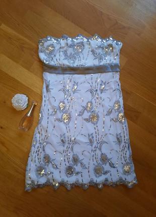 Шикарное платье бюстье паетки bay размер 12 m-l3 фото
