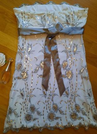 Шикарное платье бюстье паетки bay размер 12 m-l10 фото