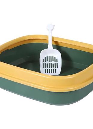 Туалет лоток для котов с лопаткой taotaopets 225501 46.5*38.5*13 см green 14шт