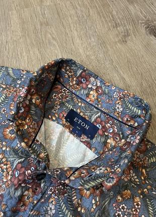 Eton floral flannel shirt легкая фланелевая рубашка в цветочный принт3 фото