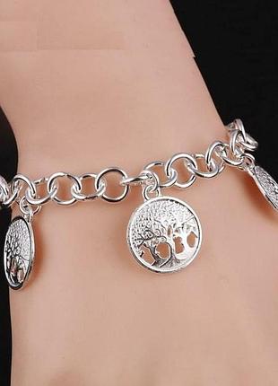 🏵посеребрённый браслет с подвесками дерево, новый! арт.9965