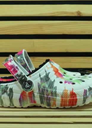 Crocs lined  tie dye clog black/multi крокси1 фото