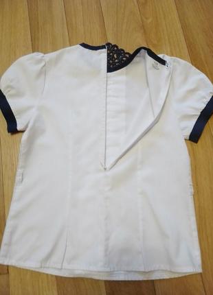 Последний звонок. рубашка блузка для школы с темно-синим сетевым воротником.2 фото