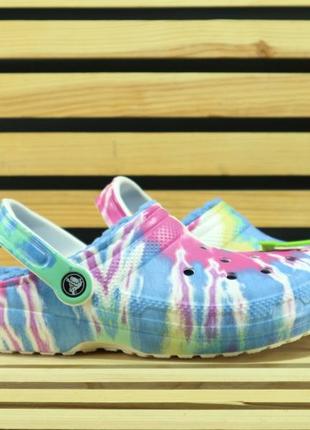 Crocs lined  tie dye clog blue/multi крокси