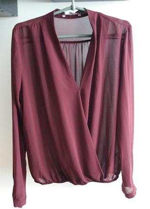 Шифонова блуза винного кольору