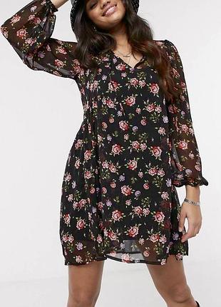 Платье свободного кроя с цветочным принтом stradivarius s