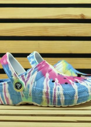 Crocs lined  tie dye clog blue/multi крокси