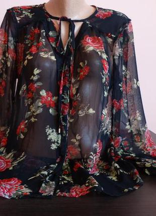 Шифоновая индийская блузка в цветочный принт