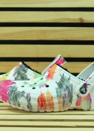 Crocs lined  tie dye clog black/multi крокси4 фото