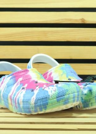 Crocs lined  tie dye clog blue/multi крокси4 фото