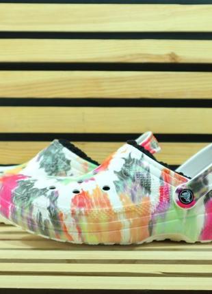 Crocs lined  tie dye clog black/multi крокси3 фото