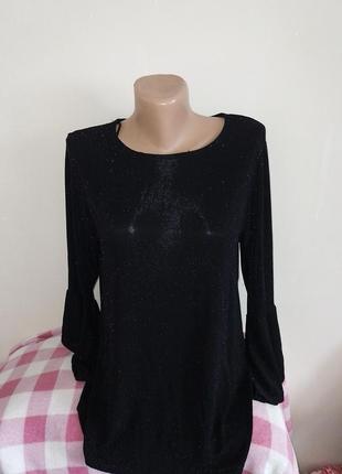 Красивая чёрная блуза с металлической нитью женская  туника5 фото