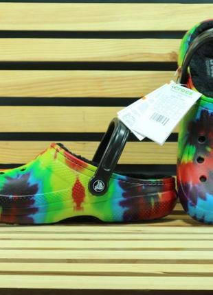 Crocs lined  tie dye clog 
multi-rayures/noir крокси2 фото