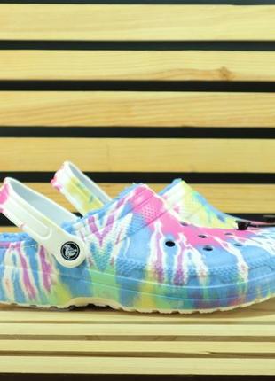 Crocs lined  tie dye clog blue/multi крокси1 фото