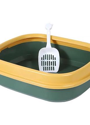 Туалет для кошек taotaopets 225501 green 46*38*13 см лоток с лопаткой
