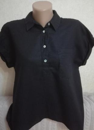Стильная льняная блуза рубашка оверсайз mango, р.m/l2 фото