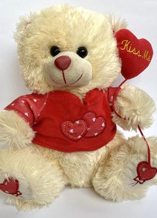 Мягкая игрушка плюшевый медведь мишка с сердечками с шариком сердечко kiss me день влюблённых
