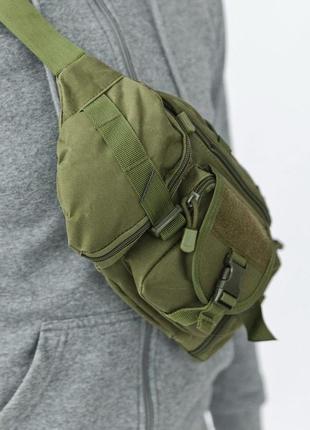 Сумка поясна тактична / чоловіча сумка на пояс / армейська сумка. колір: зелений9 фото